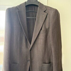 SuitSupply - Brown hopsack blazer in Ferla cotton, linen, silk blend